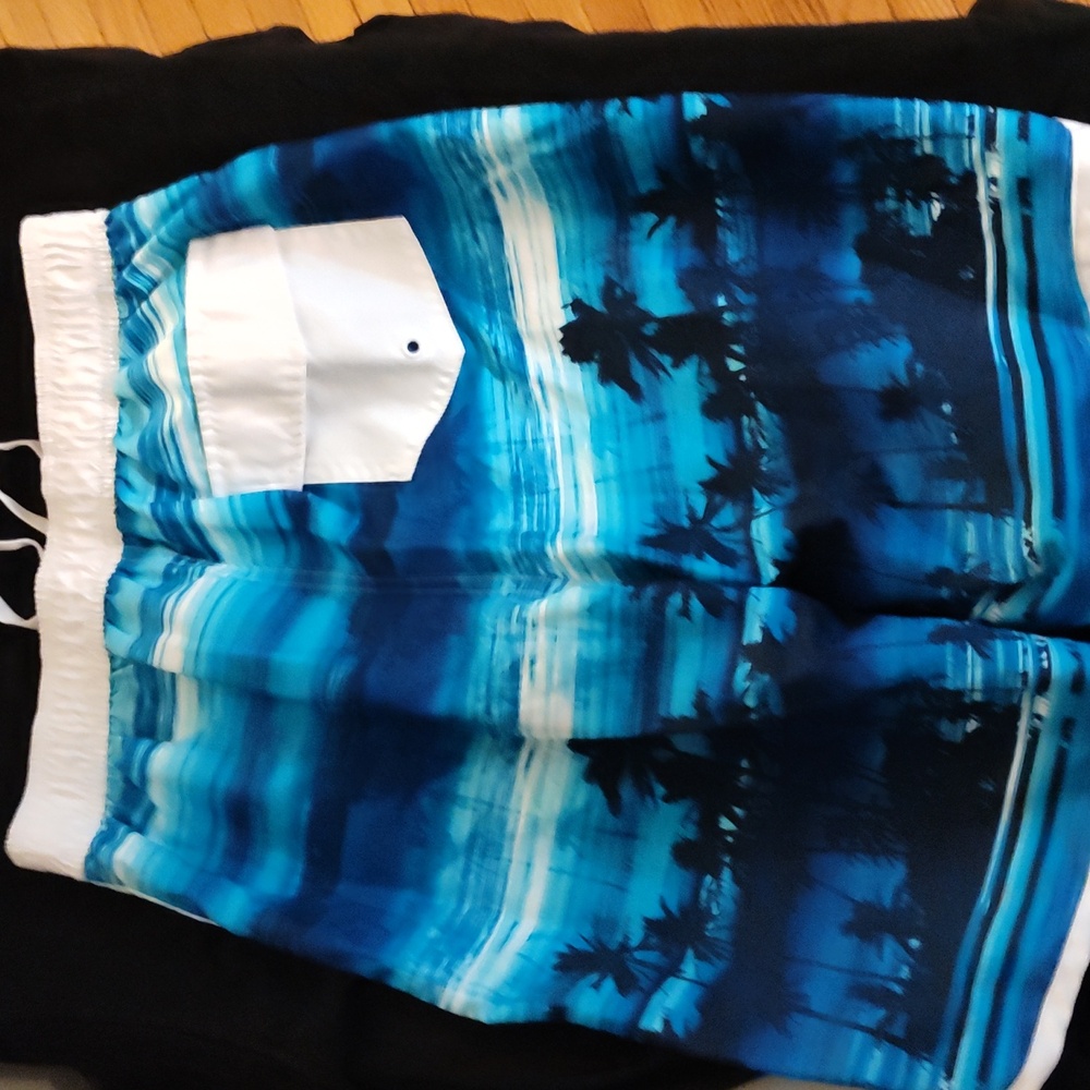 Joe Boxer Ocean Blue Palm Swim Shorts - Picture 3 of 3